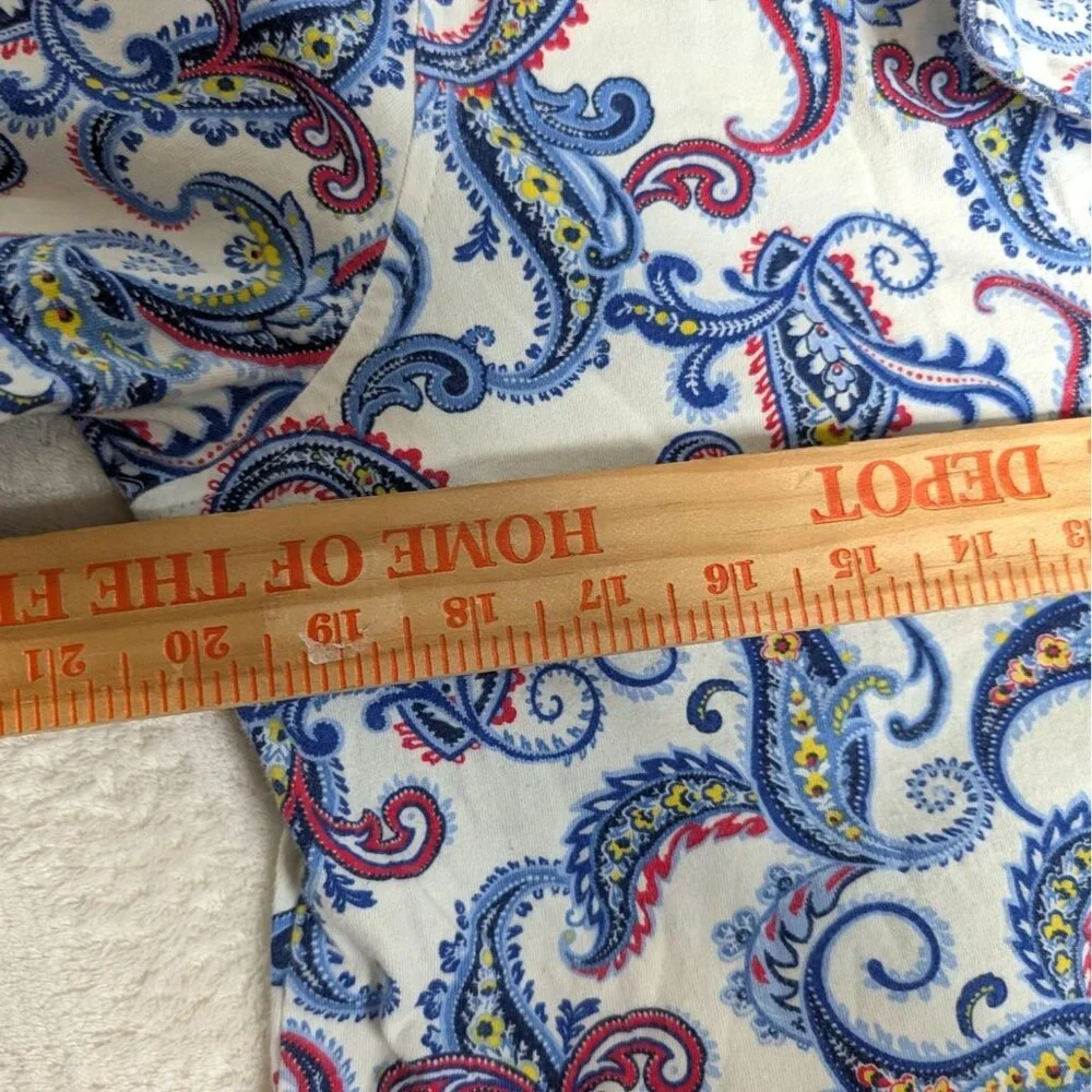 Lauren Ralph Lauren Womens Paisley Pajama Set M Blue & White Cotton Lounge Wear - Picture 5 of 10